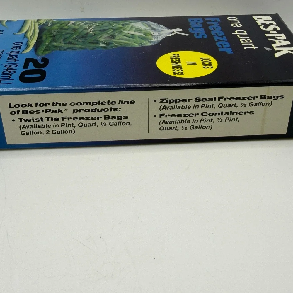 Bes-Pak 1 Quart 6 Boxes Vintage 1984 Freezer Bags with Twist Ties Kitchen